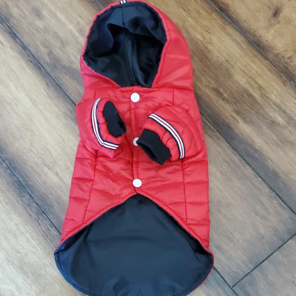 NWOT Red Hooded Puffer Dog Jacket - Picture 2 of 12